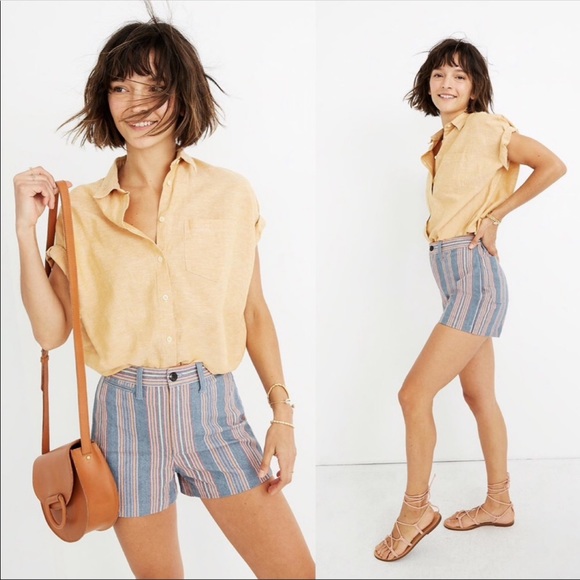 Madewell Pants - Madewell Rainbow Striped Emmett High Waist Shorts